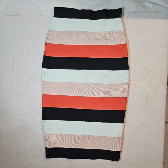 Bebe Stripped Midi Skirt - Size Small - Picture 1 of 7